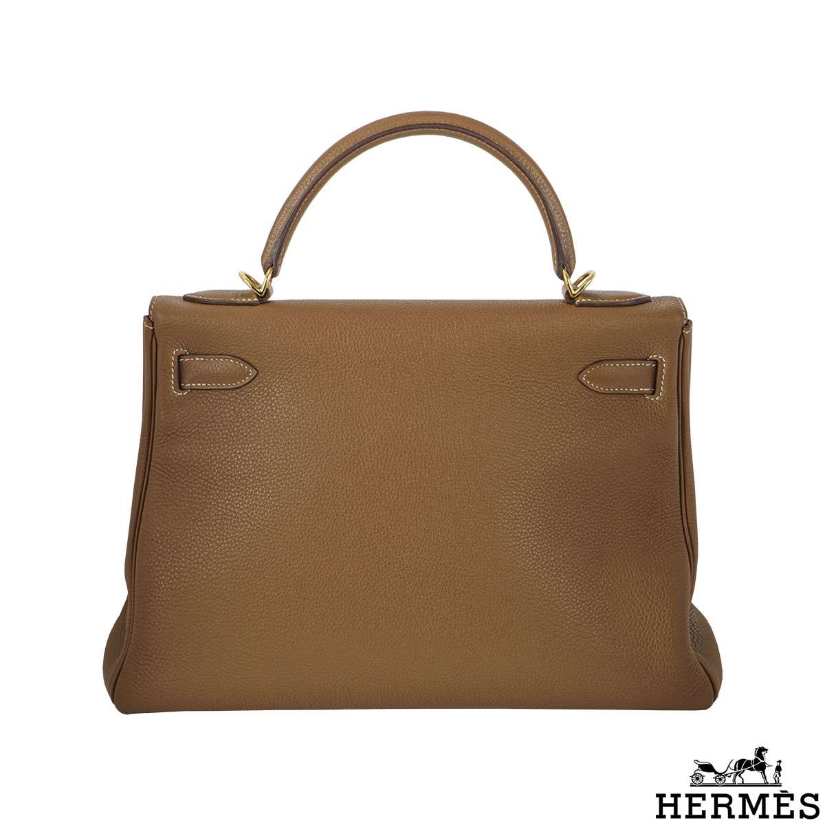 Kelly 32 leather handbag Hermès Brown in Leather - 29738583